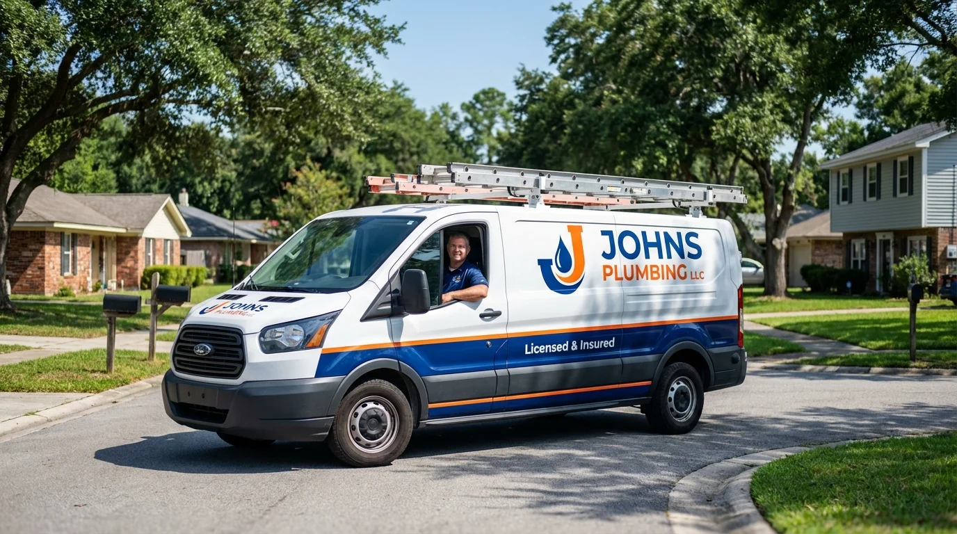 Johns Plumbing LLC service van in Solon, IA